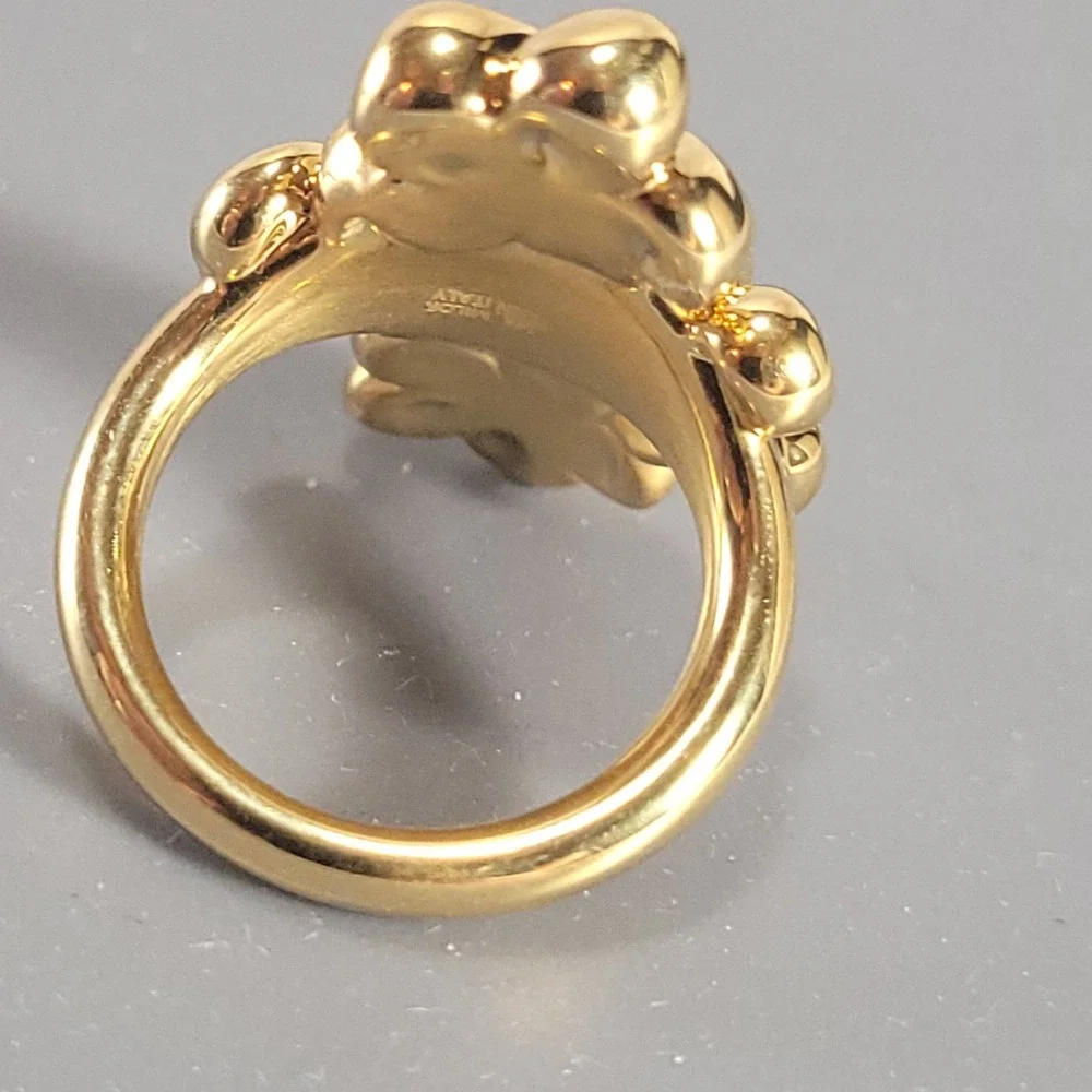 Milor Italy Gold 14K Electroform Ring Womens Size 6 Flower Floral Cluster Chunky